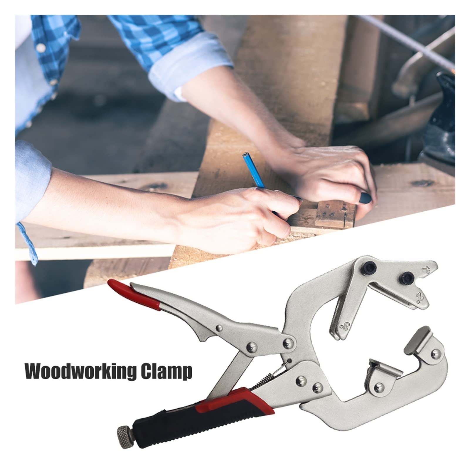 Pinza a Morsetto C 2 in 1, Pinza Resistente, Regolabile, Angolo retto, per Saldatura, carpenteria, Lavorazione del Legno, Morsetto a Morsetto con Foro Tascabile.
