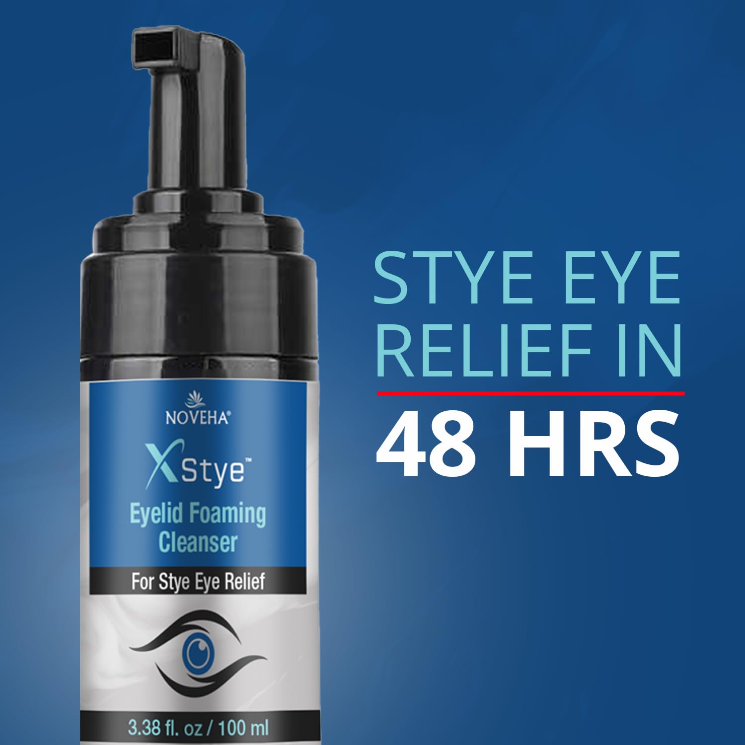 NOVEHA XStye - Detergente schiumogeno per palpebre, formula con olio di tea tree, lavaggio quotidiano per palpebre e ciglia per occhi di porcile, ciglia e secchezza della pelle (100 ml) - 100 ml
