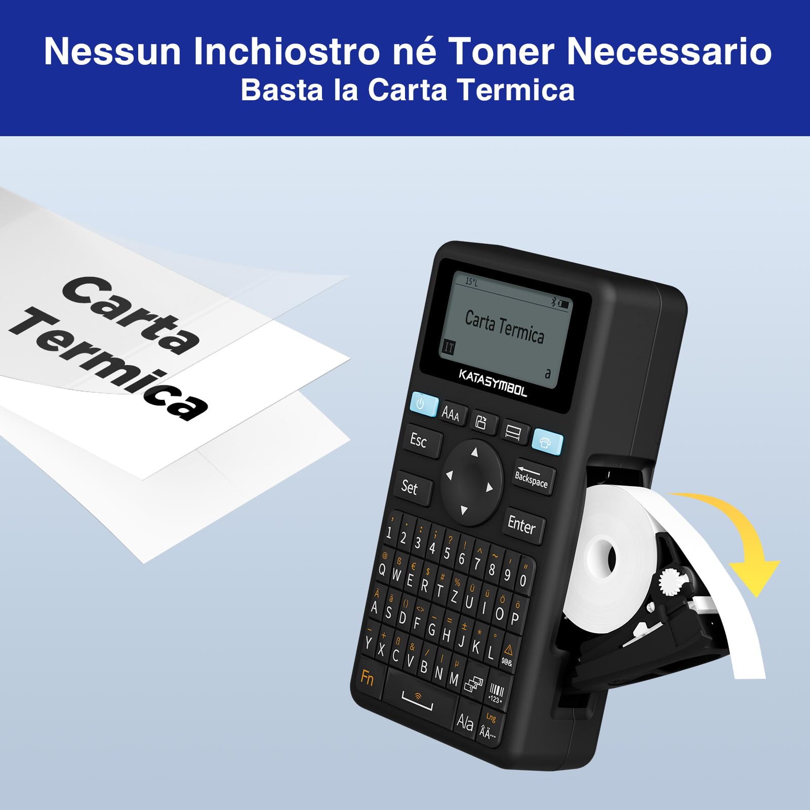 SUPVAN E11 Etichettatrice Bluetooth con 4 Nastri, Supporta Tastiera e App con 40+ Font e 600+ Icone, Stampante Etichette Adesive Ricaricabile senza Inchiostro per Casa, Cucina, Scuola, Ufficio, Nero