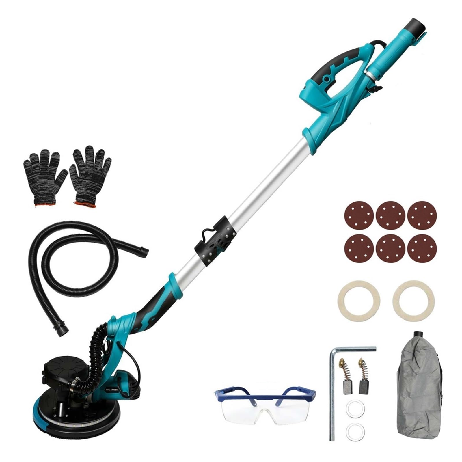 Wafohsr One Color 1250W Electric Drywall Sander Wall Grinding Machine Putty Dustless Self Suction Grinning Portable Polishing Auto Dust Powerful Motor