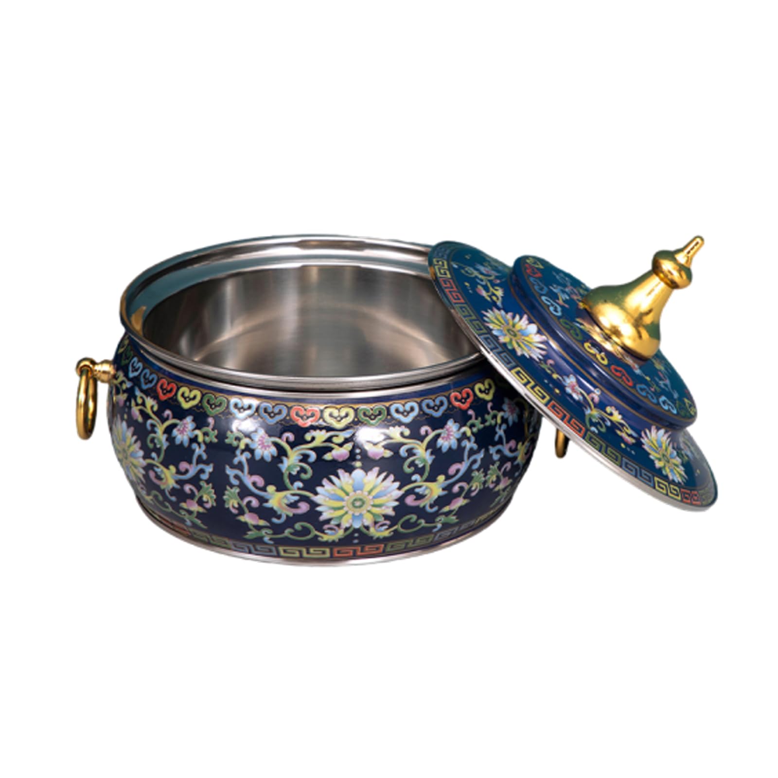HTTGDGDH Hot Pot Beijing Chinese Copper Chafing Dishes Single Person Small Copper Potshabu Shabu Pot Cloisonne Hot Pot For Electric Induction,E,L