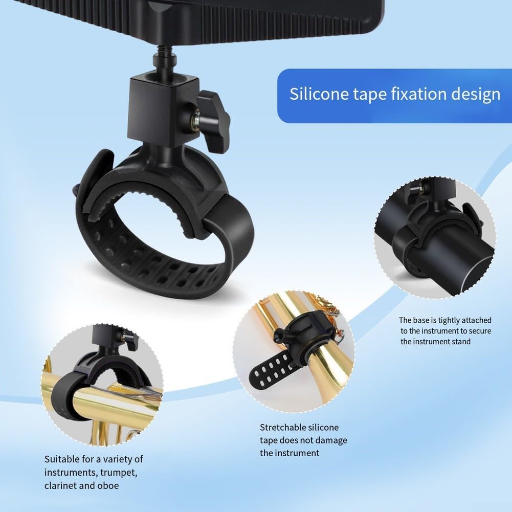 Support de musique de fanfare avec fonctions réglables Lyres en métal pour clarinettes, hautbois et trompettes, facile à utiliser (noir)