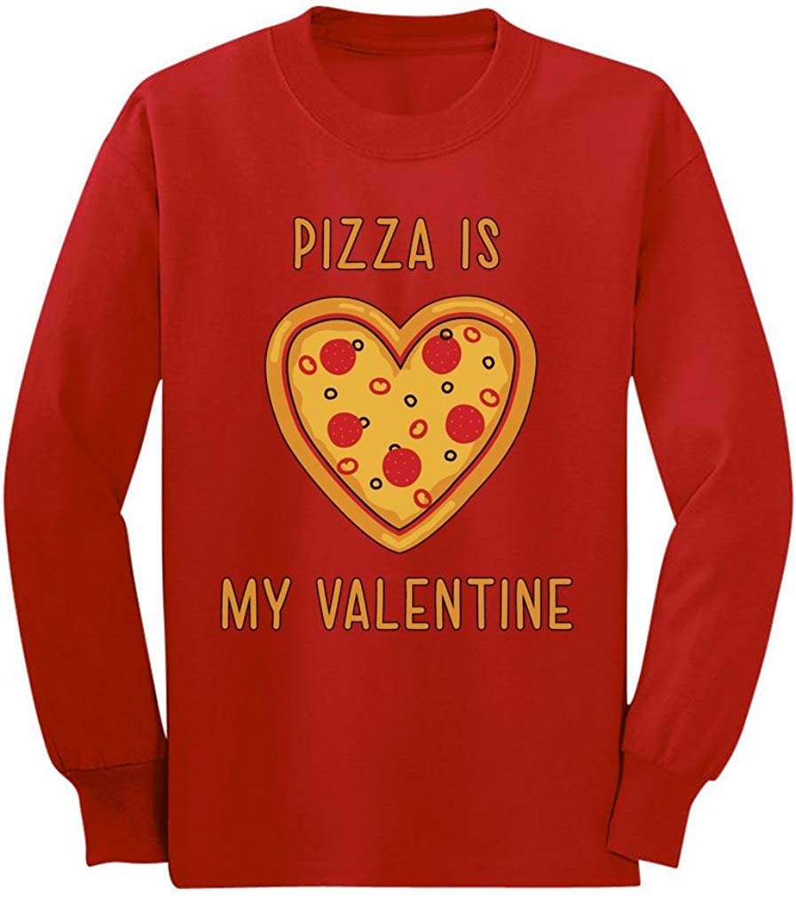 SWT-T Pizza is My Valentine - Gift for Pizza Lovers Youth Kids Long Sleeve T-Shirt