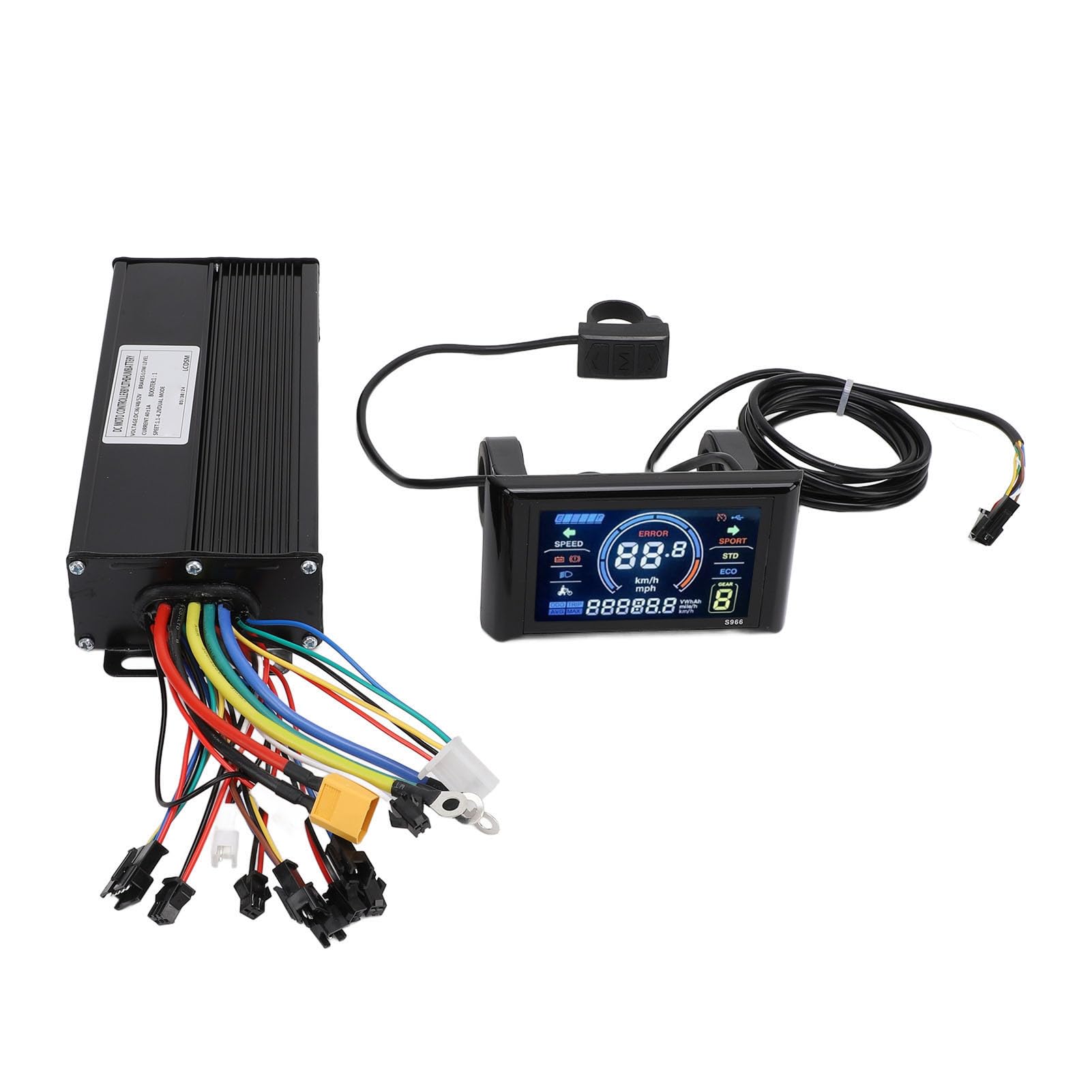 Kit Controller Scooter Elettrico, 36V 48V 52V 1500W 2000W 40A Controller Motore Onda Sinusoidale 3 modalità Centralina Bici Elettrica con LCD a Colori S966