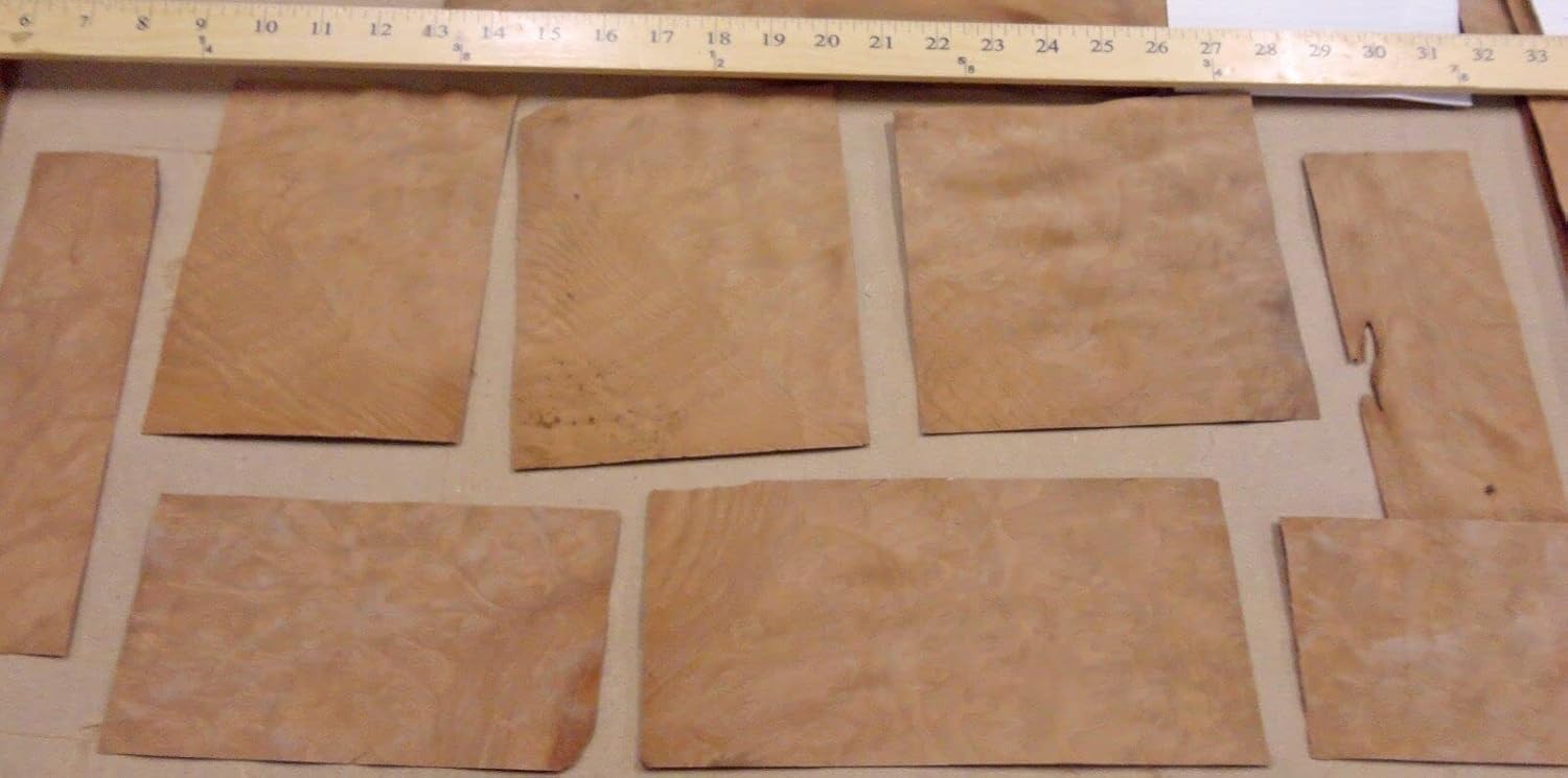 Madrone Burl Wood Veneer Sample kit = 8 with no Backing (raw Veneer) AA Grade