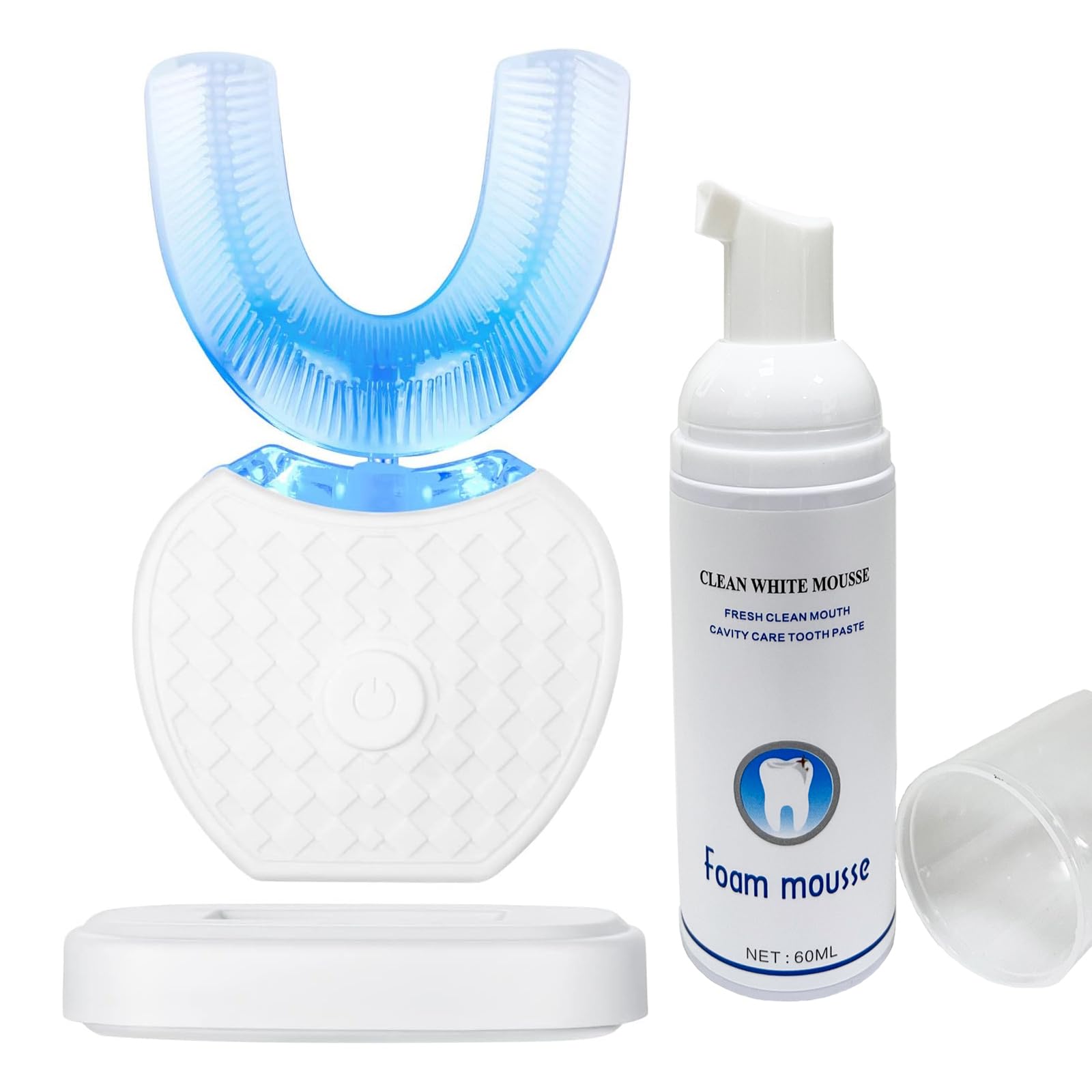 Cepillo de Dientes Ultrasónico Automático Eléctrico de 360° para Adultos (Blanco, 1)