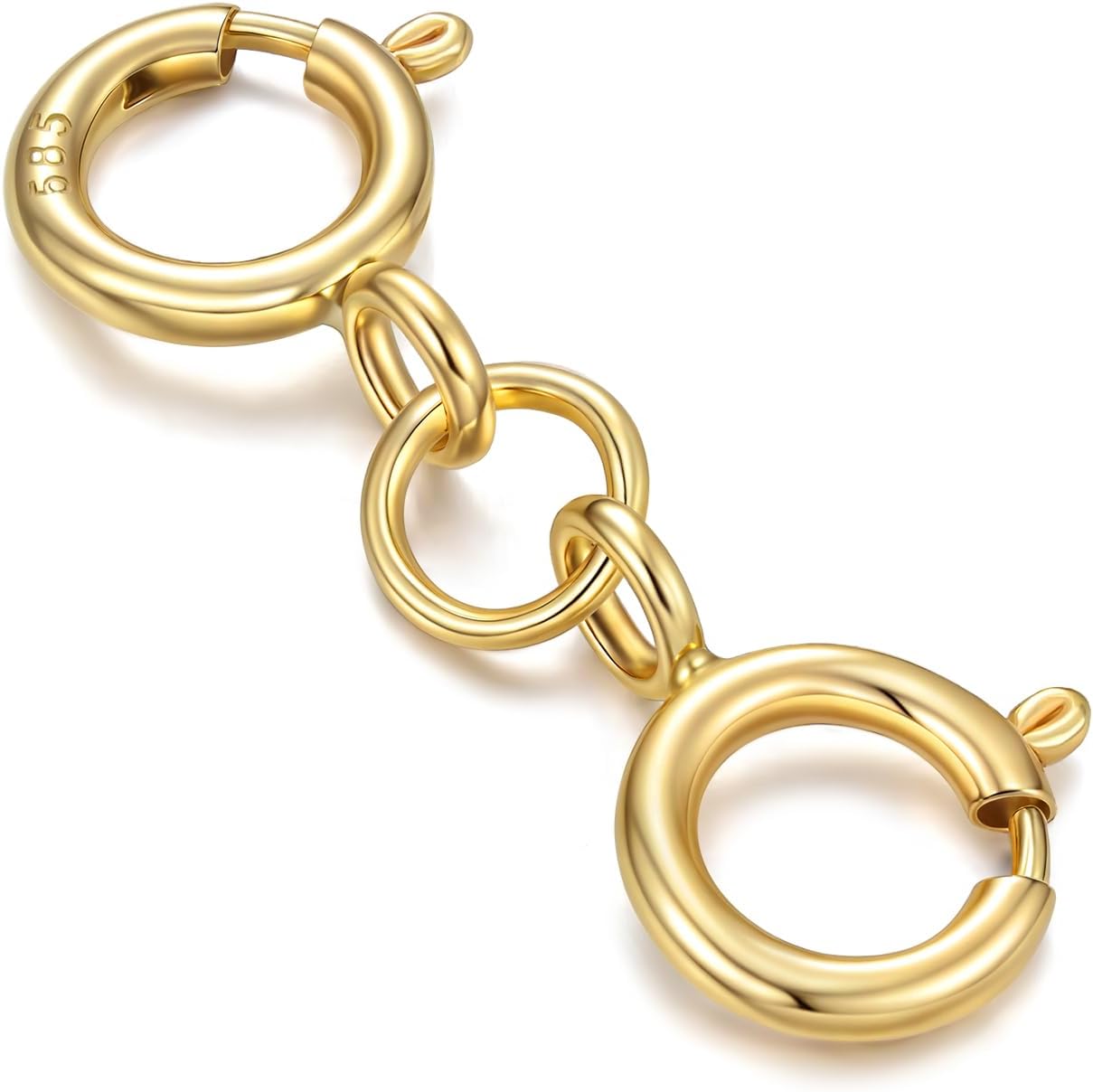 14K Solid Gold Spring Ring Clasp - 5.5mm Jewelry Clasps with Open Jump Ring for Necklaces Bracelets Anklets Chain (14k Yellow Gold-Double)