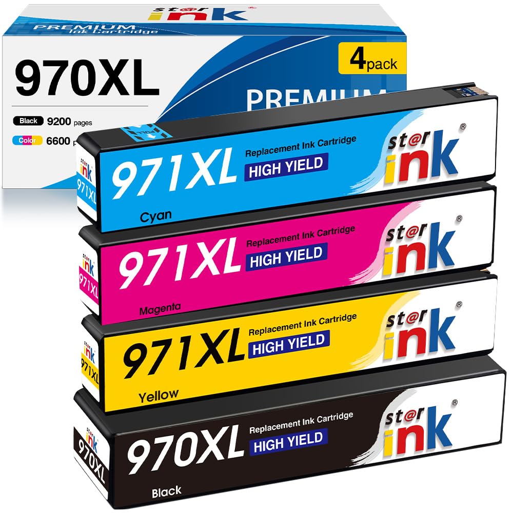 st@r ink 971XL 970XL High Yield Replacement for HP 971 970 cartridges Used for HP OfficeJet Pro X476dw X576dw X451dw X551dw X451dn X476dn Printer(4-Pack)