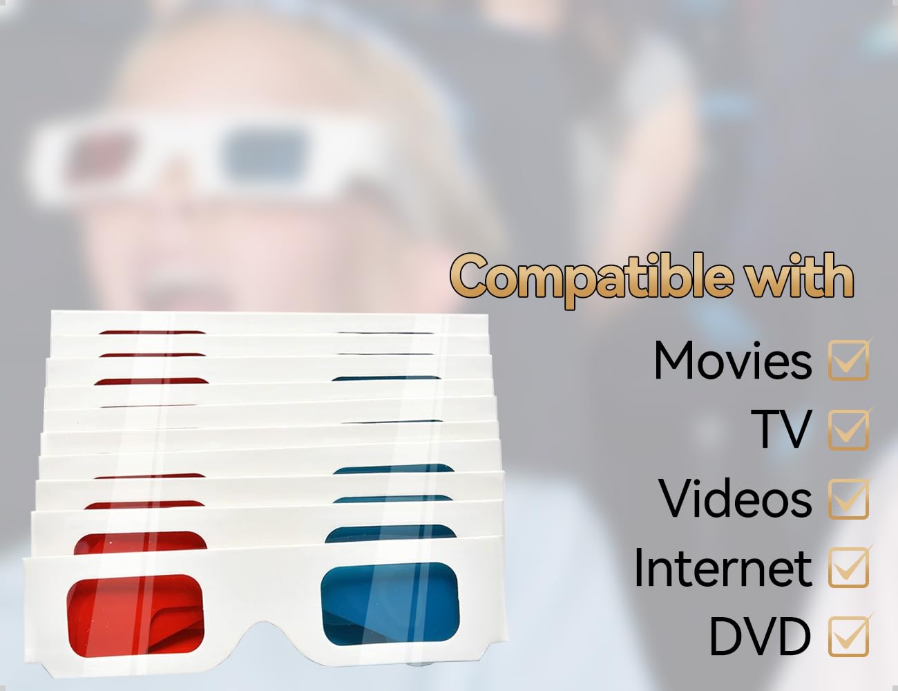 10 par okularów 3D, papierowe okulary stereo, czerwone i niebieskie soczewki, filmy 3D i dekoracje podróżne, używane do rozrywki domowej, sale szkolne, wystawy naukowe