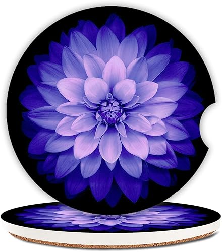 Posavasos absorbentes de acuarela con flores moradas, diseño floral, portavasos de cerámica con muesca de dedo para mujeres y hombres, 2.56 pulgadas