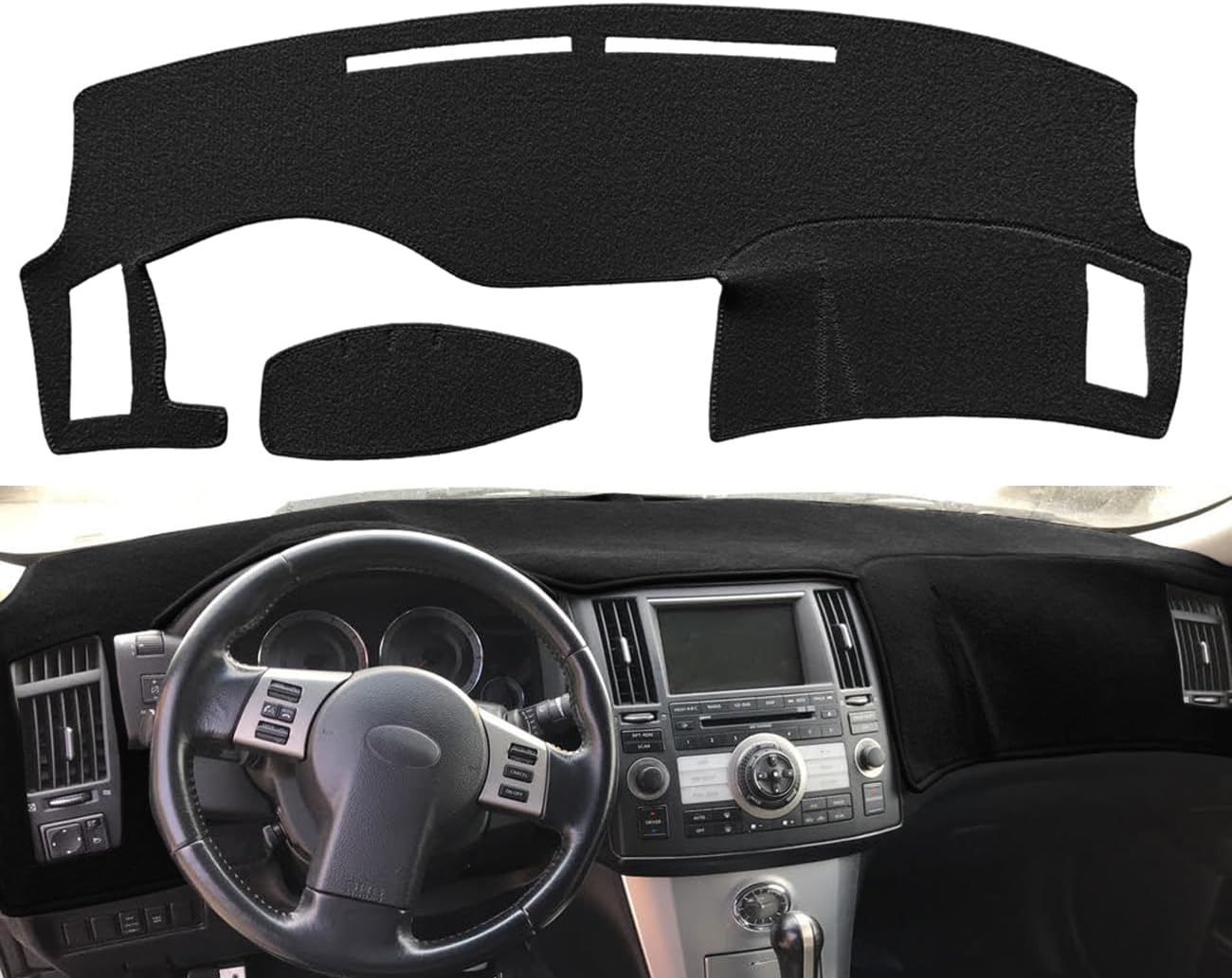 Dash Cover Mat Pad Carpet Custom Fit for Infiniti FX35 FX45 2003 2004 2005 2006 2007 2008 Dashboard Pad Carpet Protector (Black) Y40