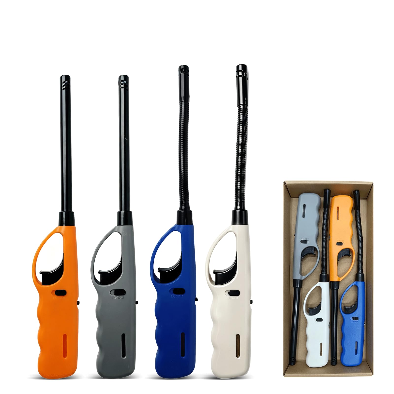 Butane Lighter, 4pcs Refillable Lighter for BBQ Candle(No Fuel Inside)