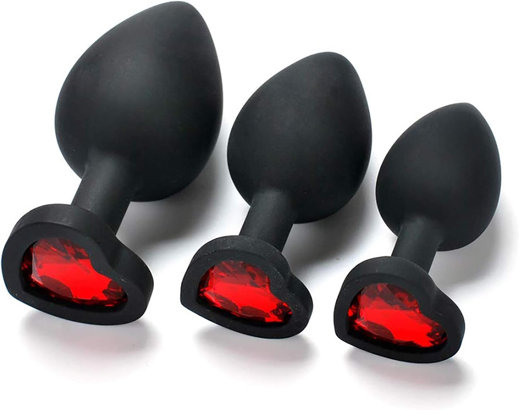Set of 3 T-bar Base - Silicone ToysJeweled Stimulator Toys for Men and Women - 3 pcs Beginners Silicon Anales Set - Best Idea for Gift - Black