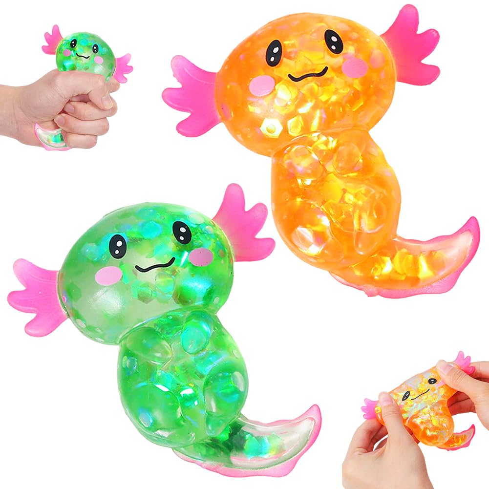 Axolotl Squeeze Toy, 2PCS Axolotl Stress Ball Adults Fidget Toy Axolotls Toys for Adults Green and Yellow â image 1