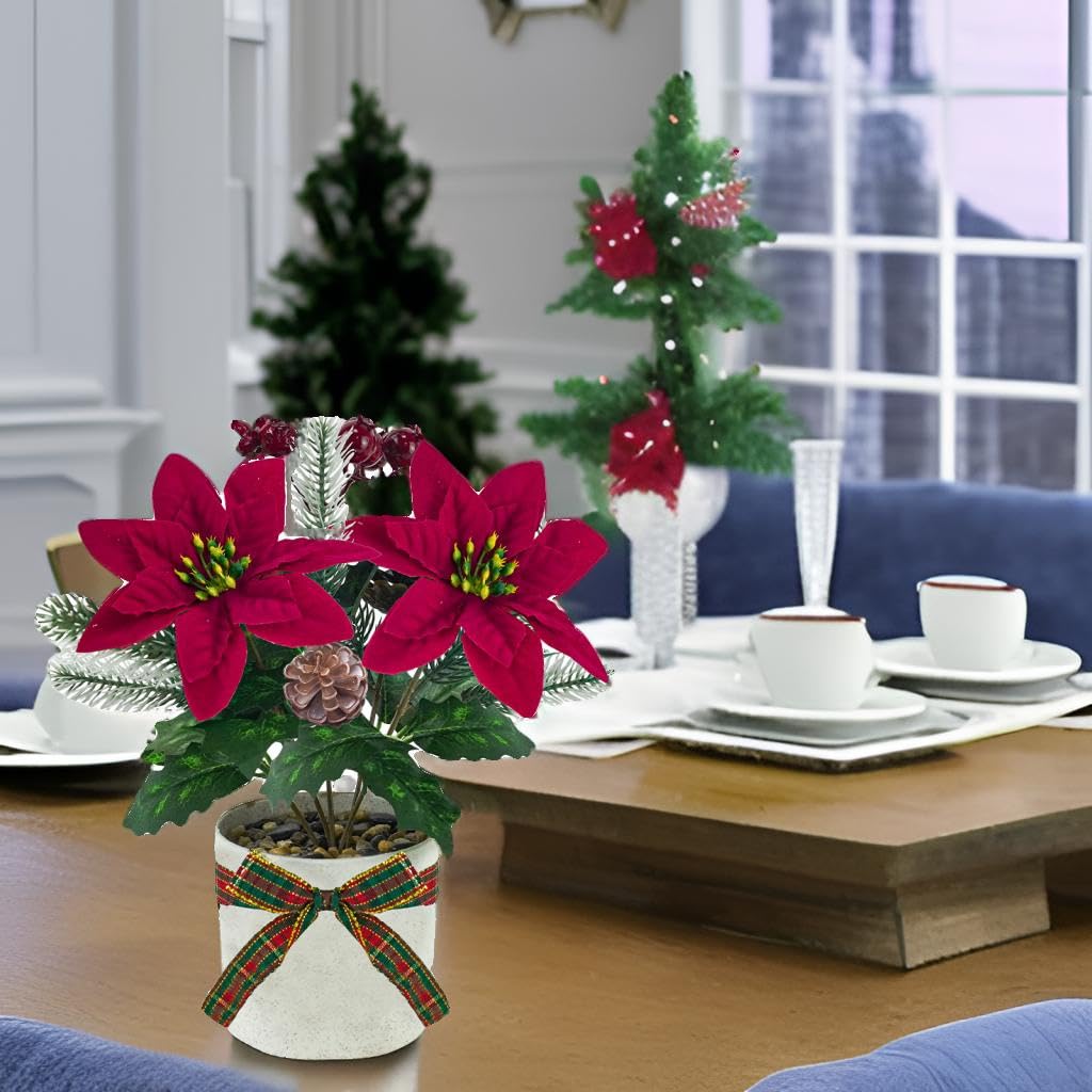 Künstliche Weihnachtssterne, kleine rote Weihnachtssterne, Tischdekoration, Mini-Weihnachtsdekoration, für den Kaminsims, Zuhause, Büro, Weihnachten, Urlaub, Innendekoration, 4 Stück