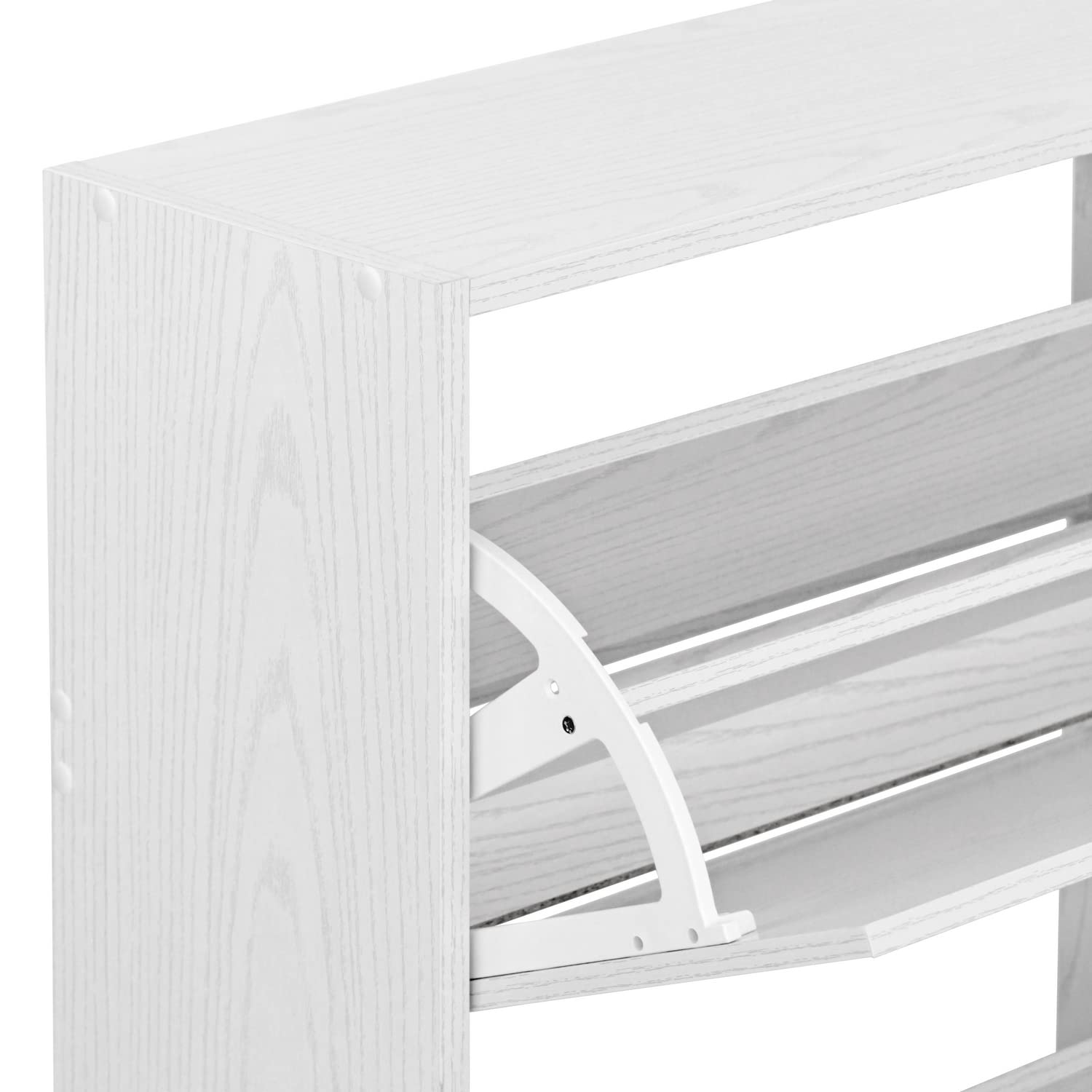 Brigros WeHome - Scarpiera Legno MDF, Scarpiera Salvaspazio, Scarpiera Componibile, Portascarpe con Ante a Ribalta, Maniglie a Scomparsa, Doppio Ripiano, Arredo Casa (Rovere Sbiancato, 2 Ante)