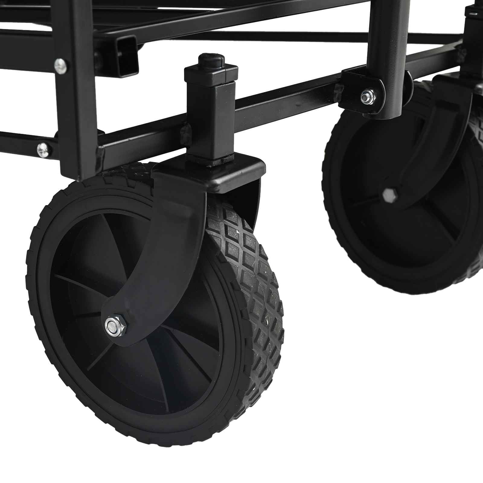 Carrello pieghevole in tessuto Oxford, 105 x 56,5 x 116 cm, nero, con manubrio regolabile e ruote girevoli a 360°, carrello pieghevole per giardino e spiaggia