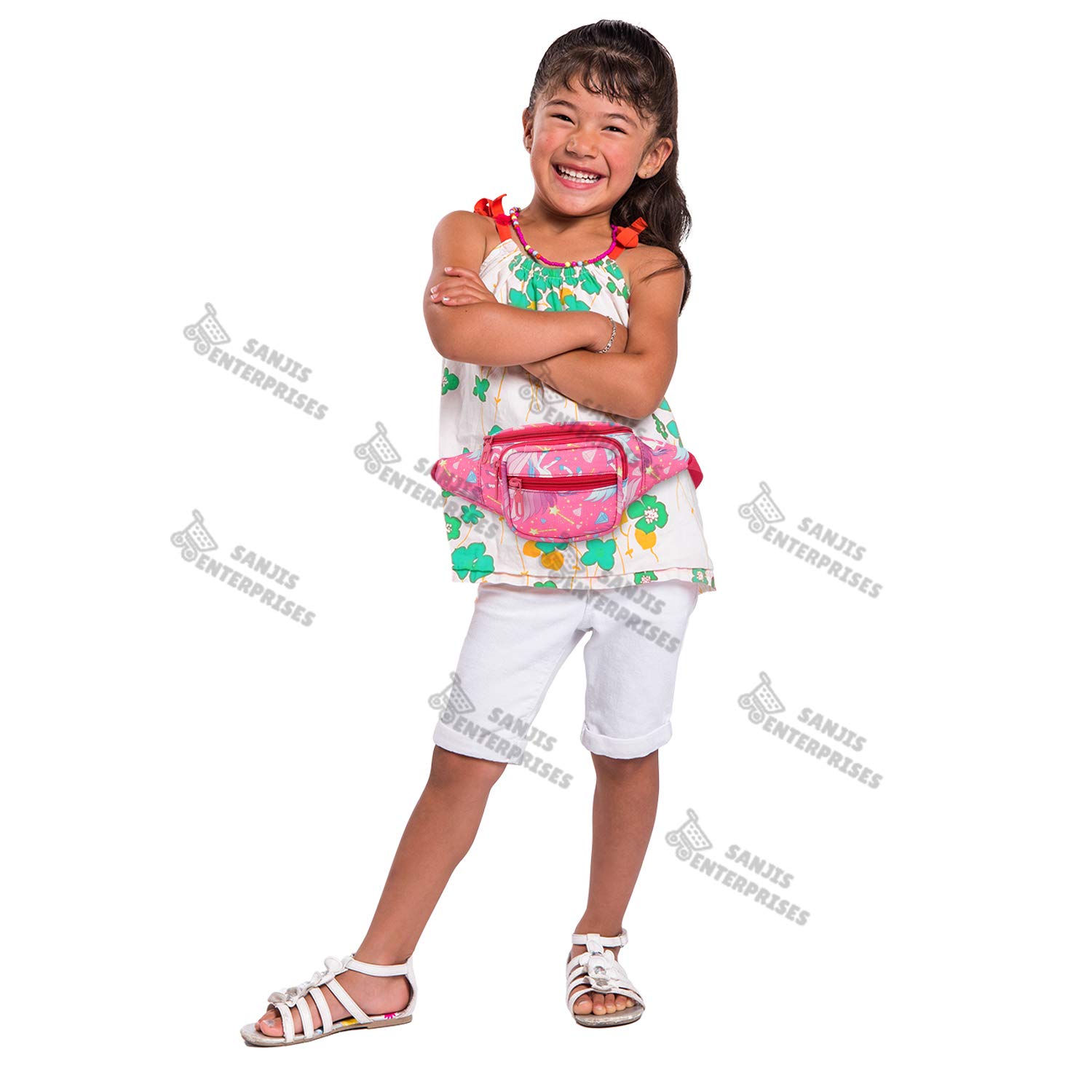 Sanjis Enterprise Kid's Fabric Cartoon Princess Waist Bag (Light Pink) 4