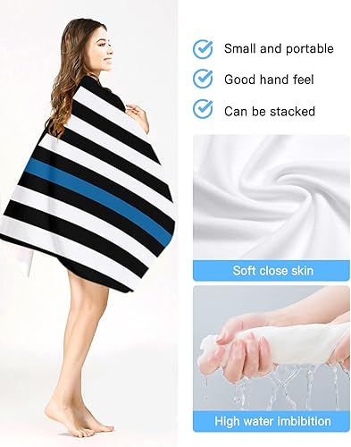 Miniatura 3 de Toalla de playa de 31 x 63 pulgadas, de microfibra, a prueba de arena, con diseño de bandera de la policía estadounidense, manta de playa ligera y