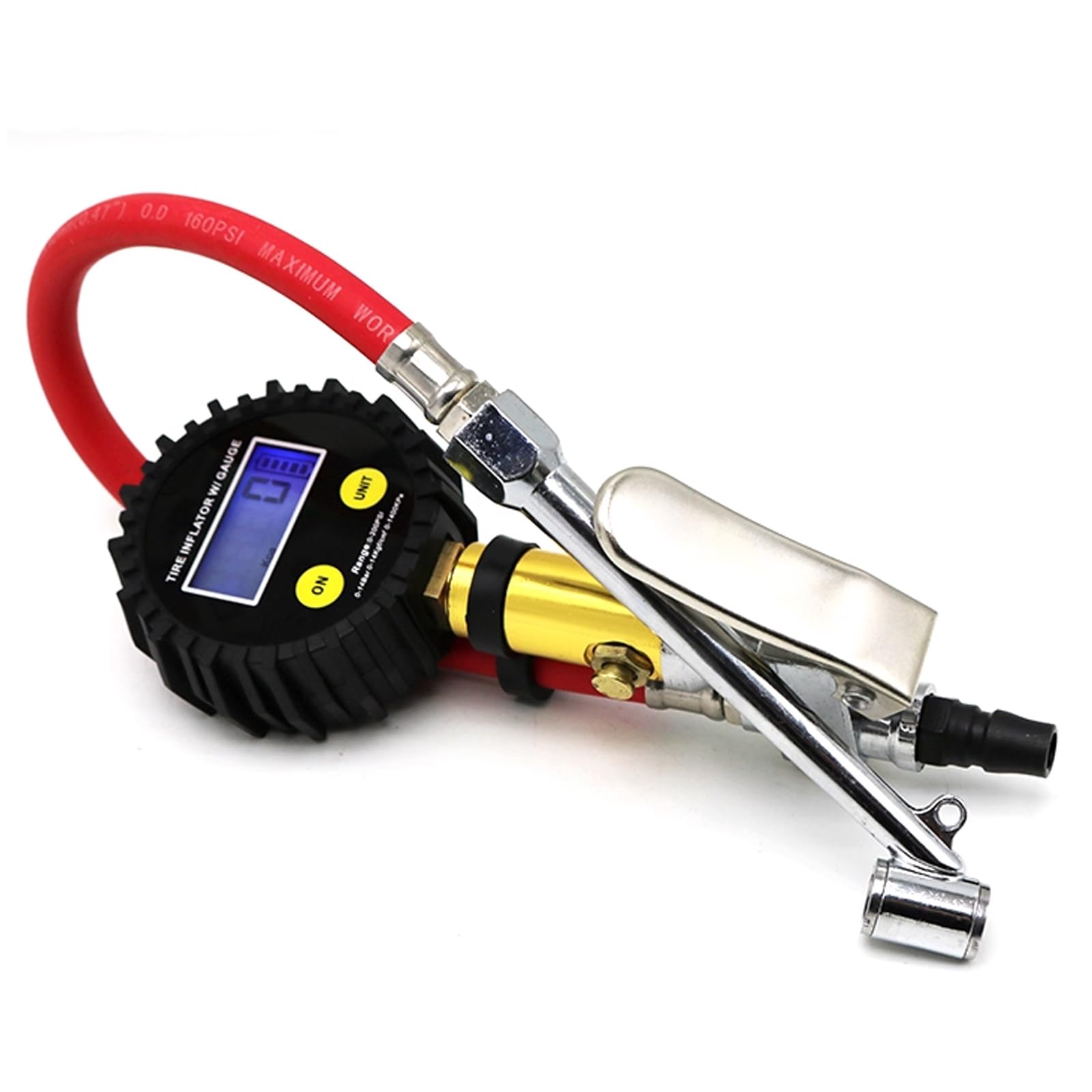 Manometro Digitale per la Pressione Dei Pneumatici 0-200PSI, Pistola ad Aria Compressa con Ugello, Misuratore di Pressione Preciso per Pneumatici Auto per Moto, Camion, Bicicletta