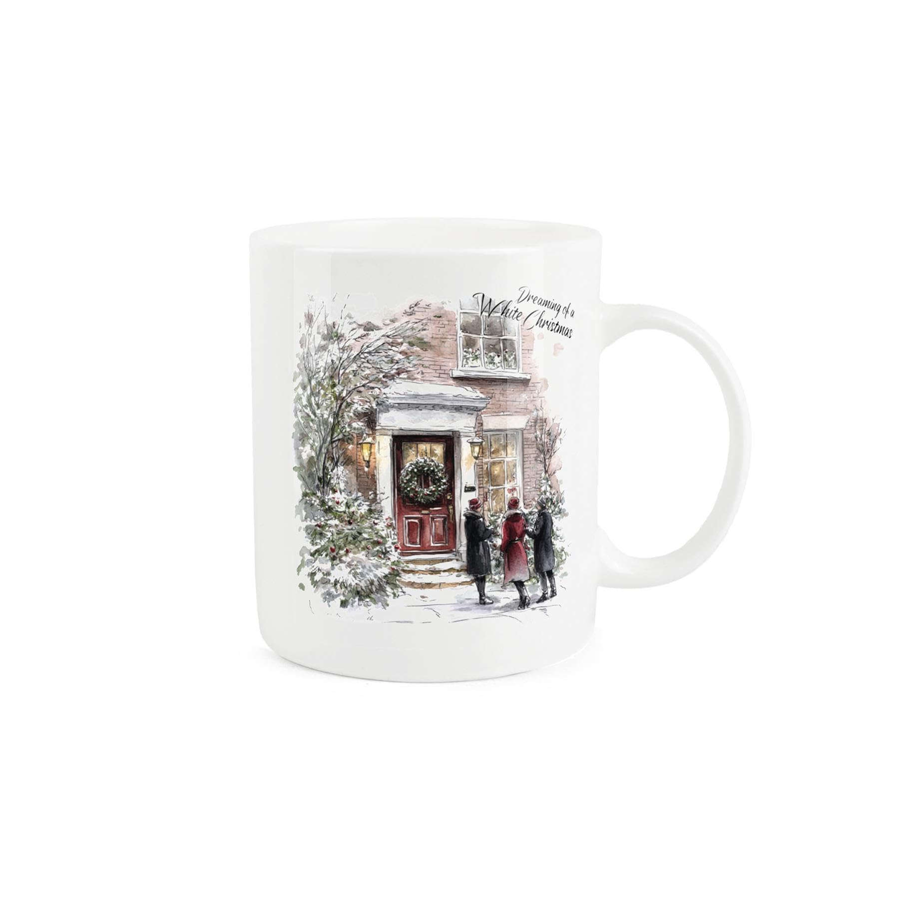 Purely Home White Christmas Mug - Festive Carol Singers Xmas Gift/Present Mug - Tea Coffee White Bone China Cup