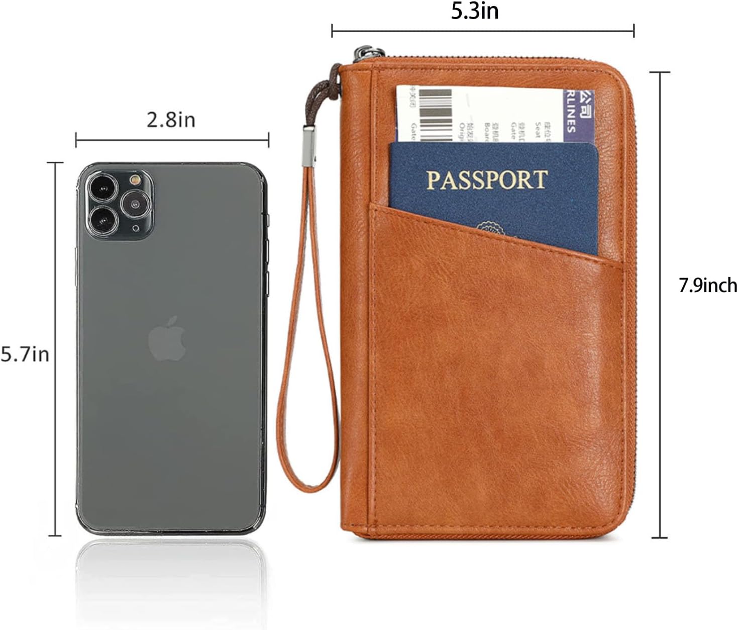 Family Passport Holder for Travel Women and Men Multiple RFID blocking Passport Holder MultiFunction Passport Wallet Passport Case Passport cover with Zipper