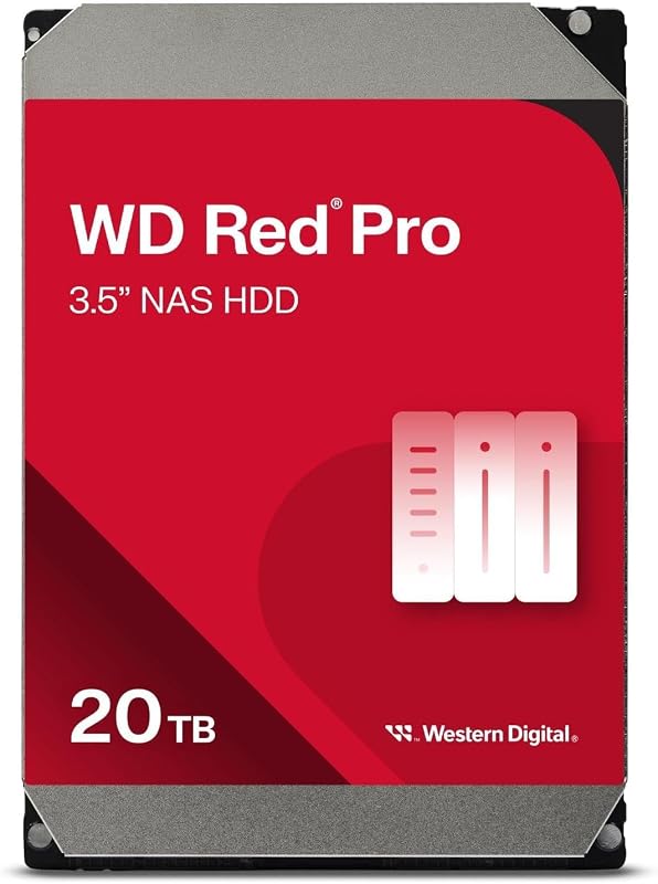 20TB WD Red Pro NAS Internal Hard Drive HDD - 7200 RPM, SATA 6 Gb/s, CMR, 512 MB Cache, 3.5" - WD202KFGX | 7200 RPM, SATA 6 Gb/s, 512 MB Cache, 3.5, 6 Gb/s