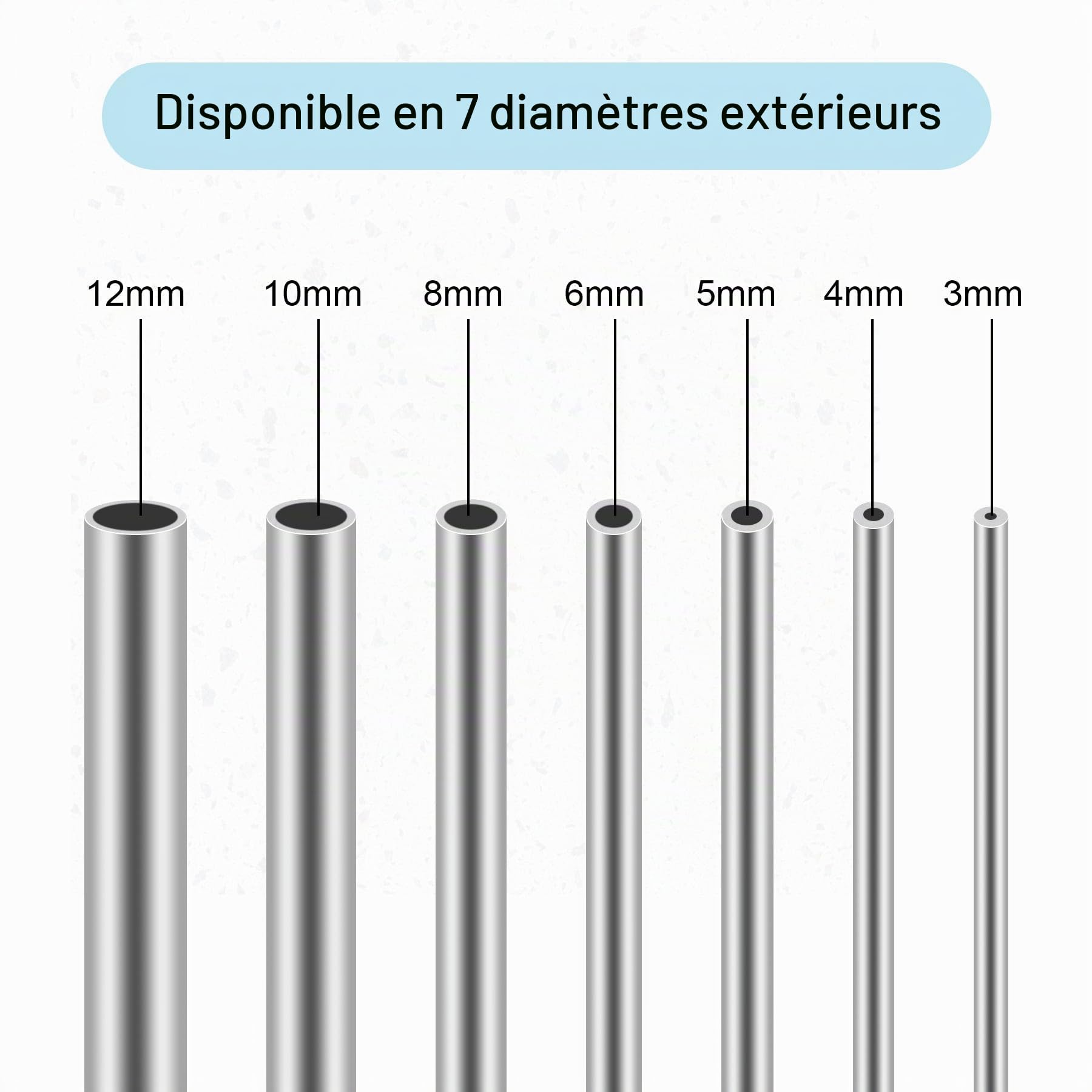 304 Tube Rond en Acier Inoxydable,12mm OD 1mm Épaisseur de Paroi 300mm Longueur Tube Métallique Droit Sans Soudure 3 Pièces
