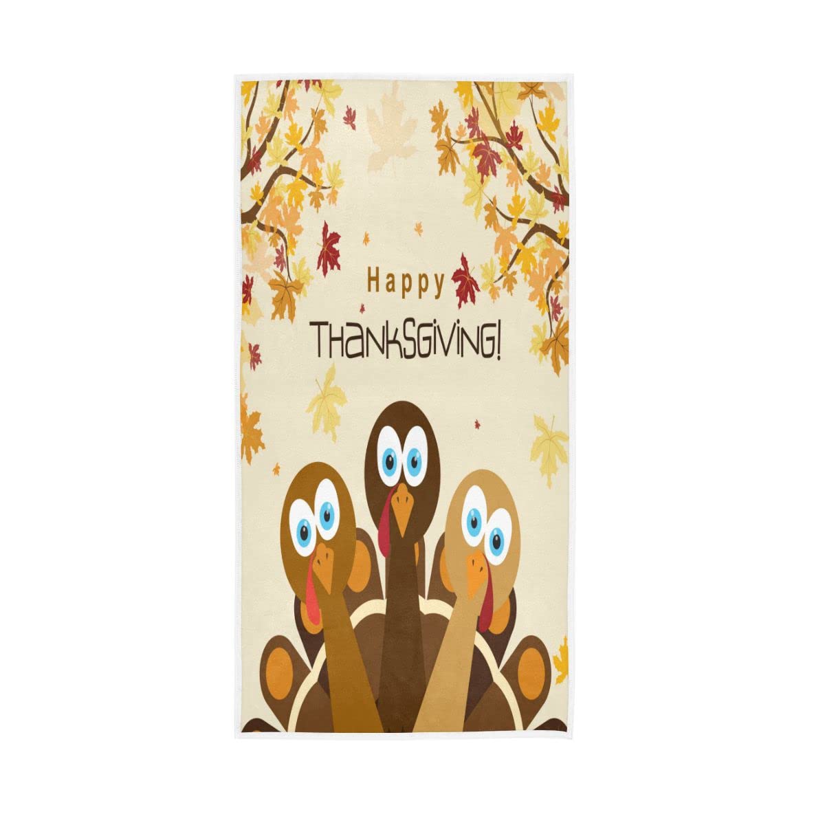 HUYGD Happy Thanksgiving Funny Turkey Soft Hand Towels Absorbent Bath Towel for Bathroom Hotel Gym Spa 30"x15"