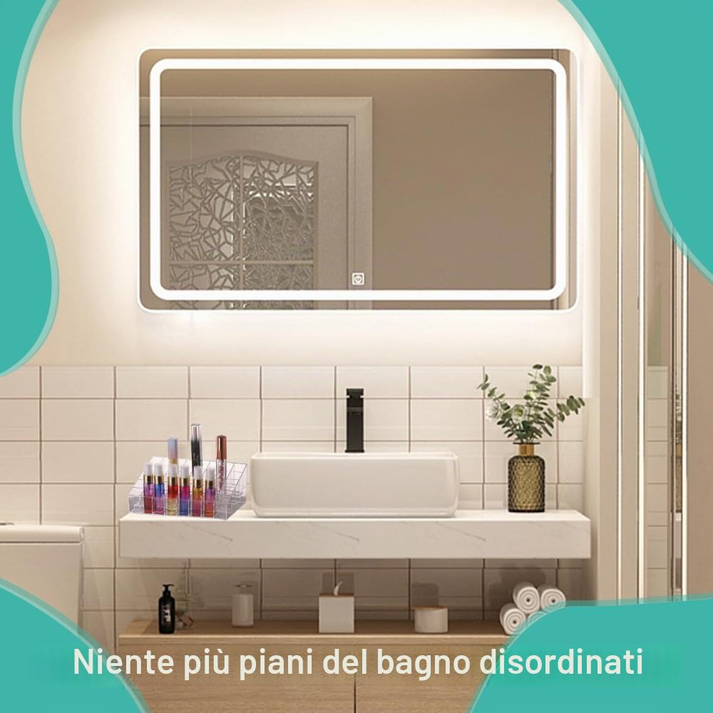 LPAMABA Porta Rossetto in Acrilico a 40 Griglie Organizer per Rossetti Espositore per Rossetti Elegante e Resistente Organizzatore Porta Rossetto, Trasparente, 20 * 11.8 * 8 cm