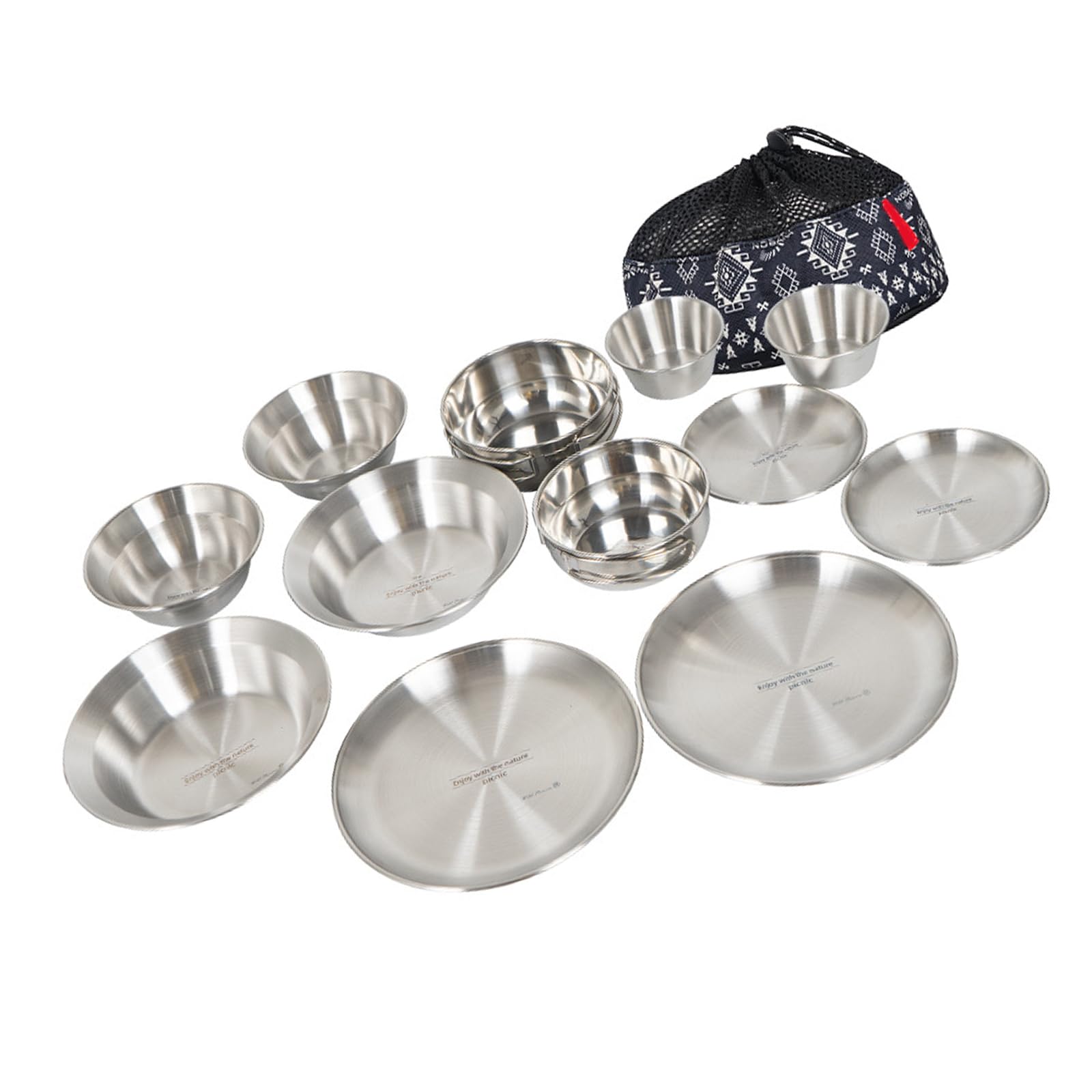 Assiettes et bols de camping empilables | Service vaisselle randonnée 12 pièces