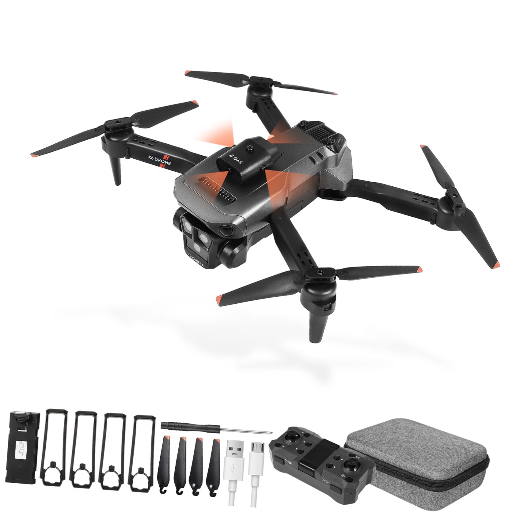 PRETYZOOM Dron Evitación de Obstáculos Plegable con Triple Cámara HD y Doble Batería y Lente Ajustable de 150° para Fotografía Aérea y Viajes Familiares
