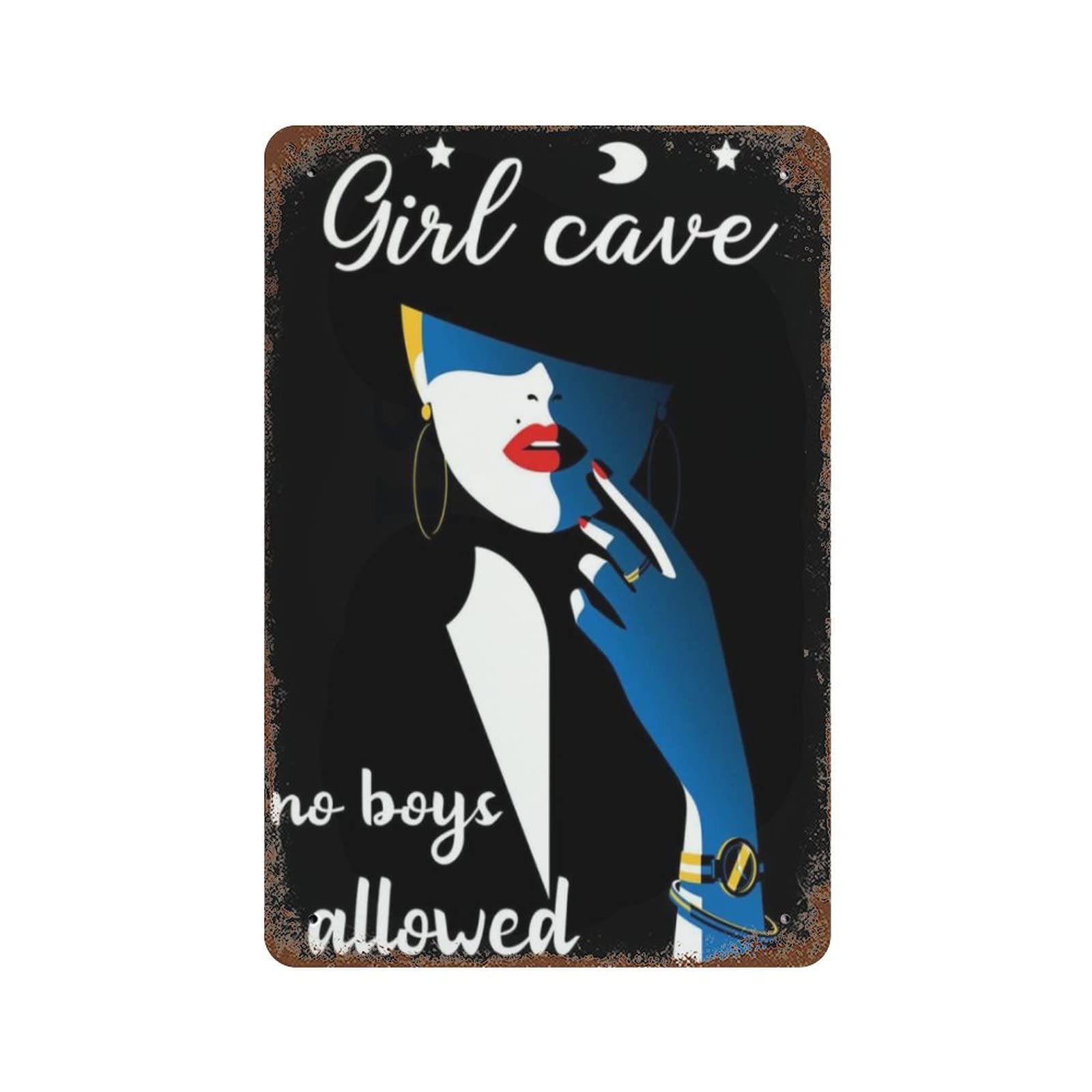 AOOEDM Girl Cave No Boys Allowed Vintage Metal Sign Tin Sign for Home Bar Pub Kitchen Man Cave Tin Sign Wall Decor Poster Wall Plaque