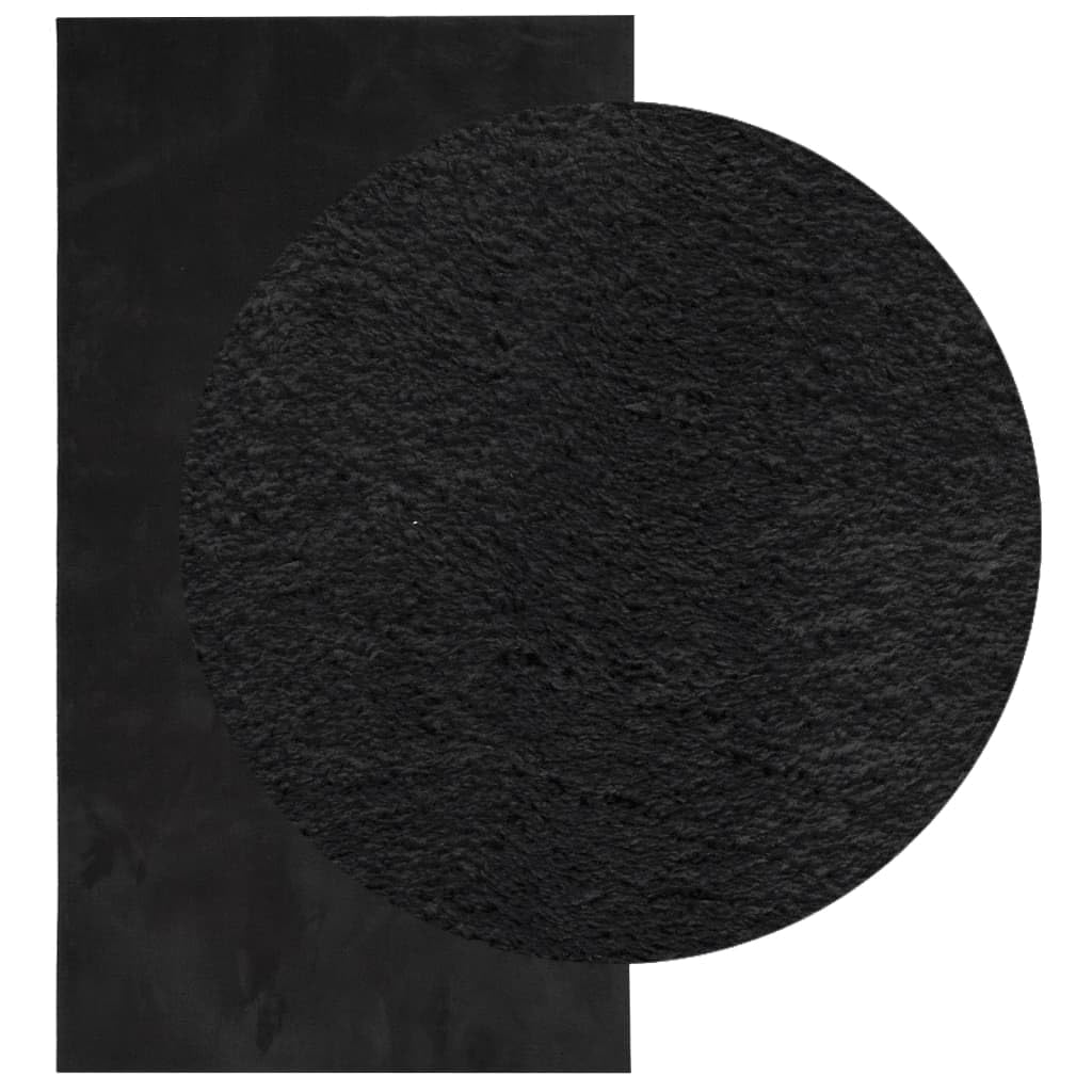 Tapis HUARTE à Poils Courts Doux et Lavable Noir 60x110 cm en Polyester antidérapant Moelleux pour Salon Chambre Couloir intérieur terrasse Design Confortable cocooning