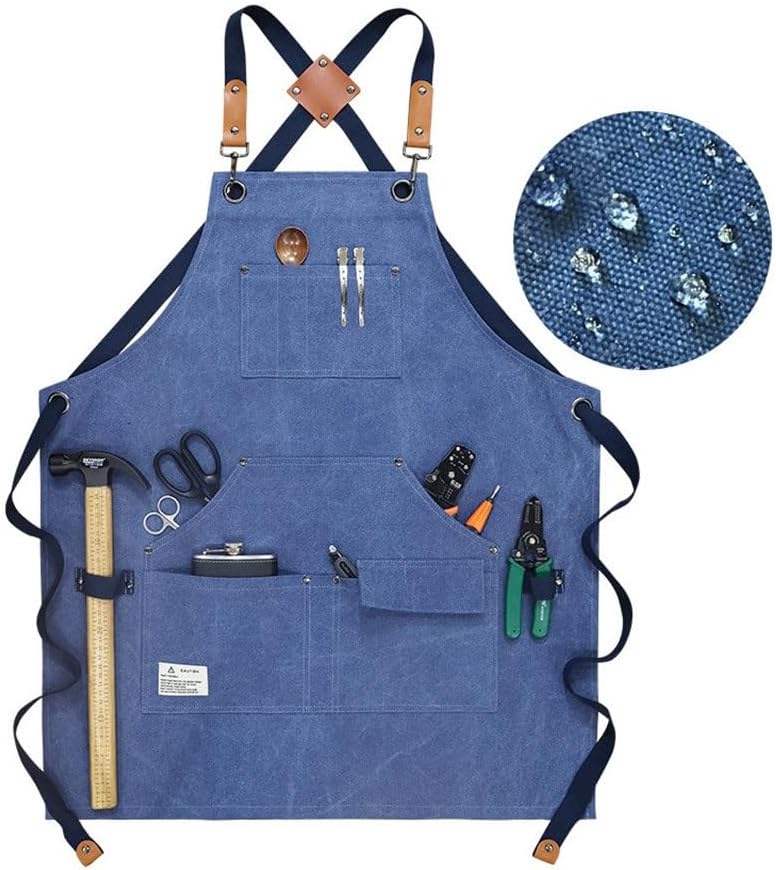 Thickened Canvas Multi-pocket Gardening Overalls Apron Barbecue Coffee Baking Painting Tool