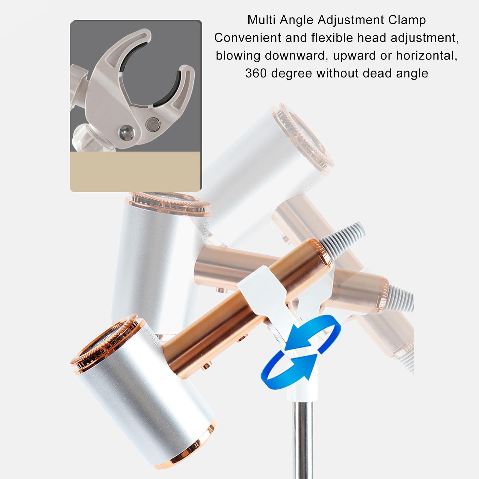 Supporto Regolabile per Asciugacapelli in Acciaio Inossidabile Supporto Telescopico per Ventilatore Pavimento Girevole per Toelettatura di Animali Domestici in Bagno, Materiale ABS per uno