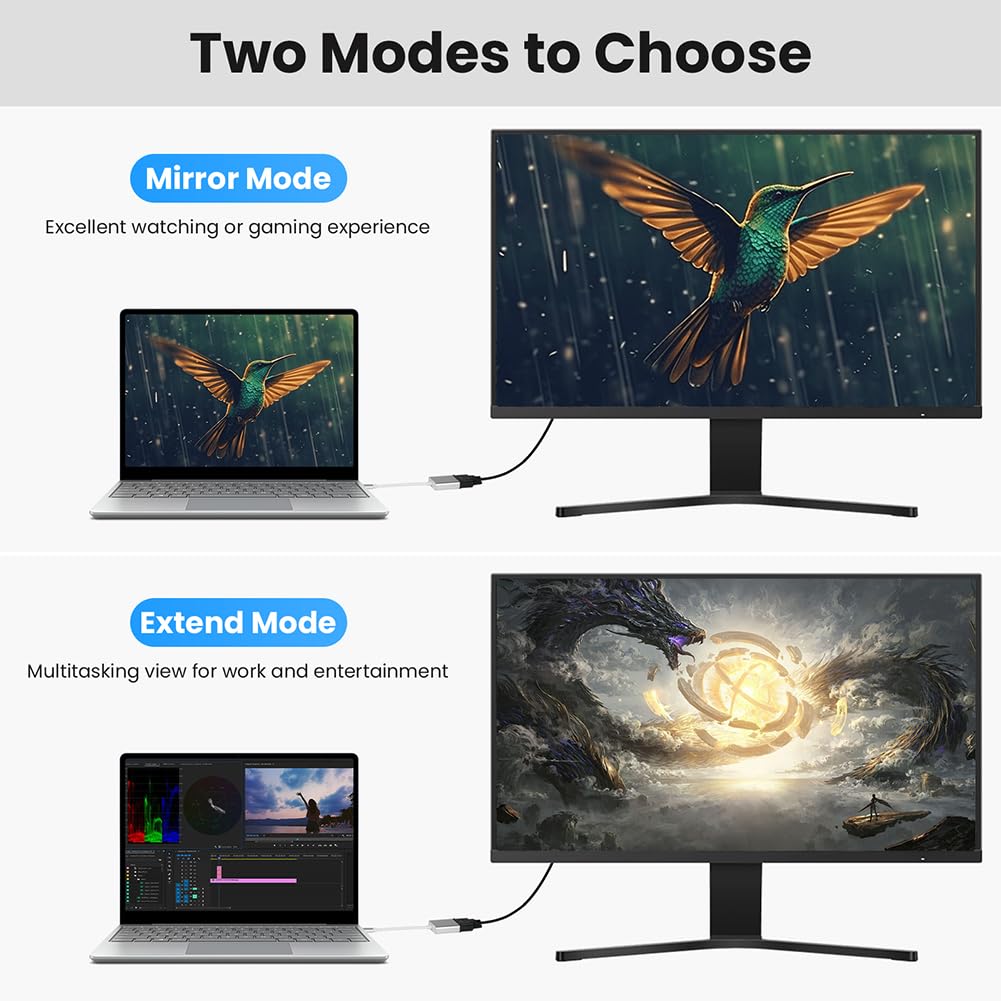 AXFEE Adattatore da USB C a DVI, Adattatore DVI 4K, Compatible Con MacBook Air/i-Pad Pro 2018, MacBook Pro 2018/2017, Samsung Galaxy S10/S9, Surface Book 2 -Argento