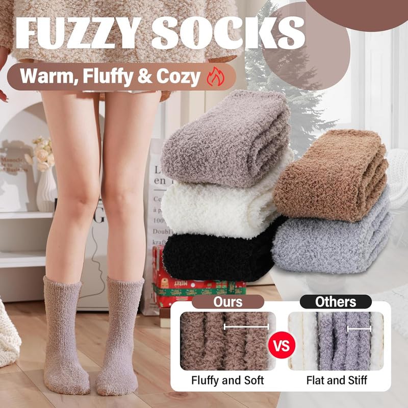 PinKit Fuzzy Socks for Women Men Slipper Fluffy Cozy Warm Winter Thick Plush Crew Socks 3 Pairs - Image 2 thumbnail