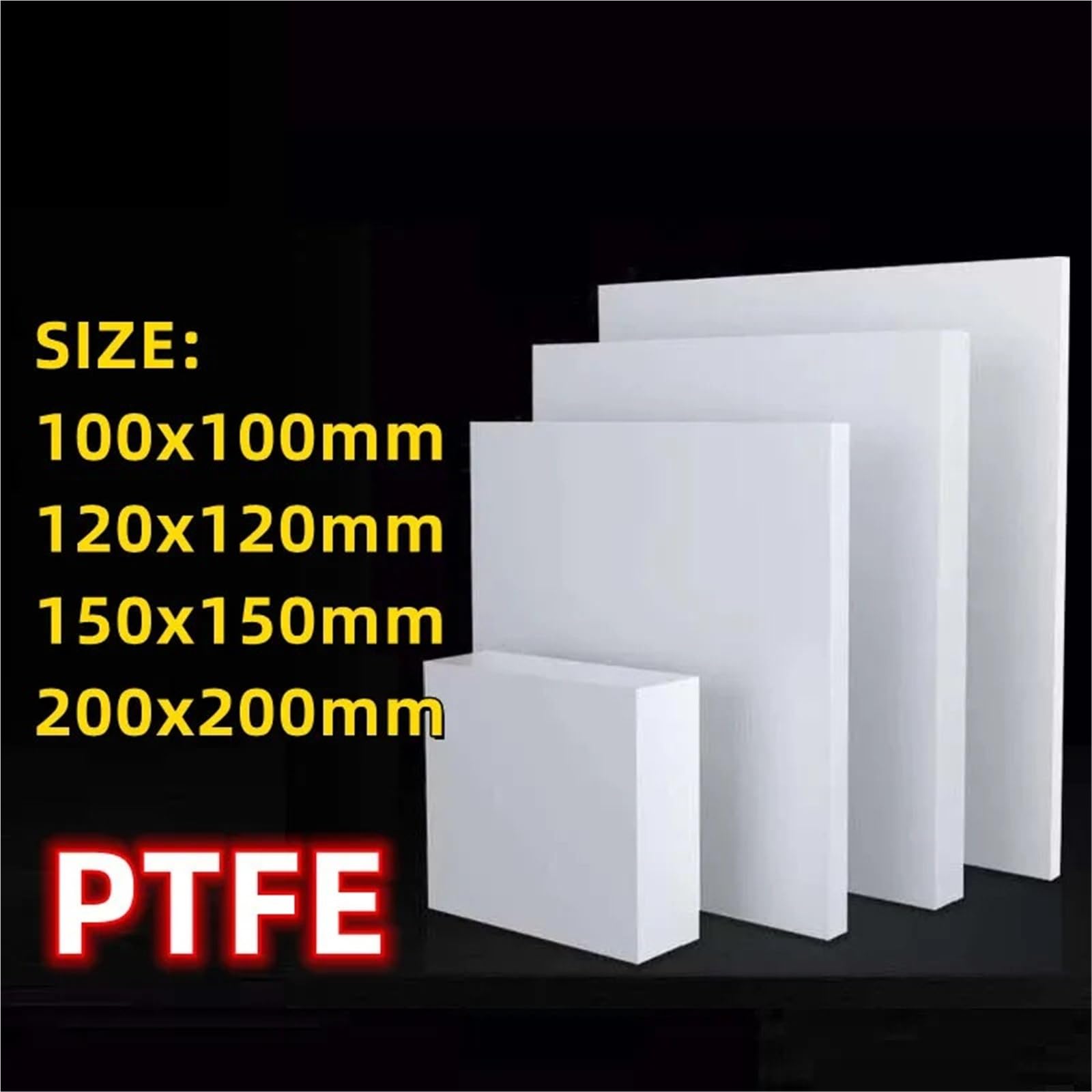 Ptfe-Folien Platte Dicke 0,1/0,3/0,5/1/3/5/8/10 mm Polytef-Platte(100x100mm,4mm)