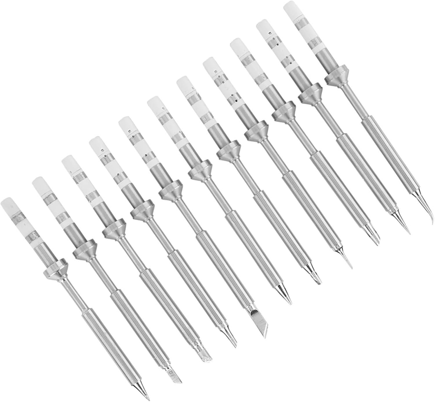 Lötkolbenspitzen aus Edelstahl, Schnellheizung Ersatzspitzen Set für effiziente Lötaufgaben, 11-teilig Kompatibilität, TS100 Lötkolben Spitze 11-teiliges Set, TS100 Lötkolben Spitze 11-teiliges Set