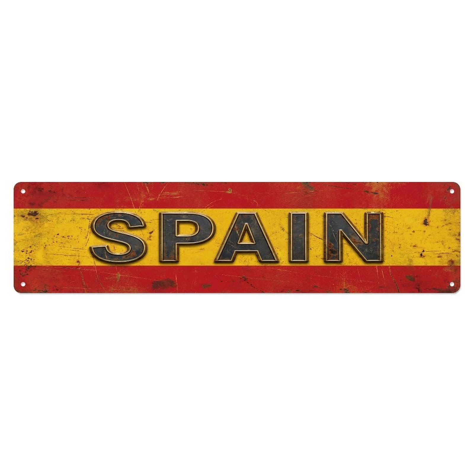Vintage Spain Flag Pattern Metal Tin Sign
