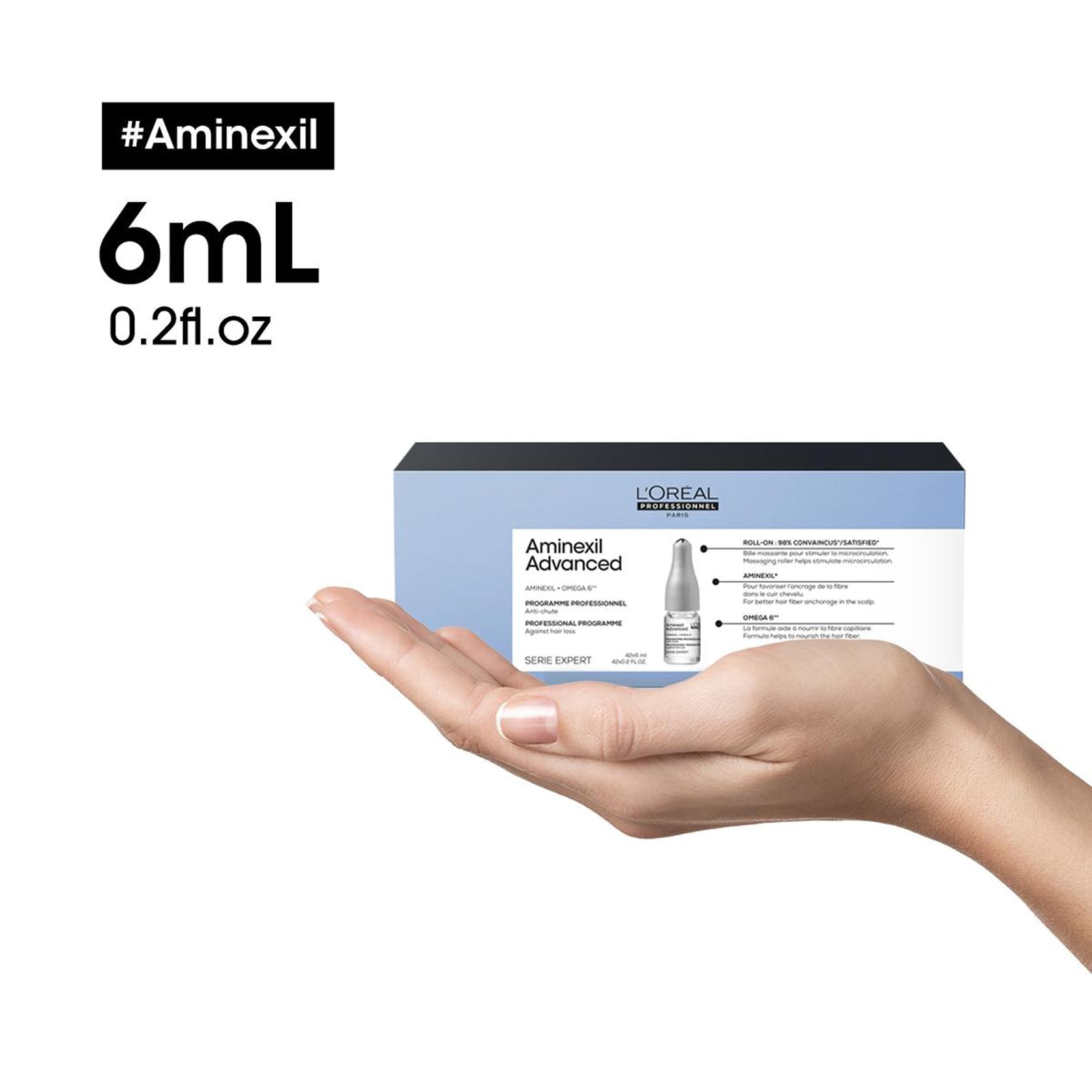 L'Oréal Professionnel, Tratamiento anticaída para un aspecto más denso y con más cuerpo, Aminexil Advanced, SERIE EXPERT, 42x6ml