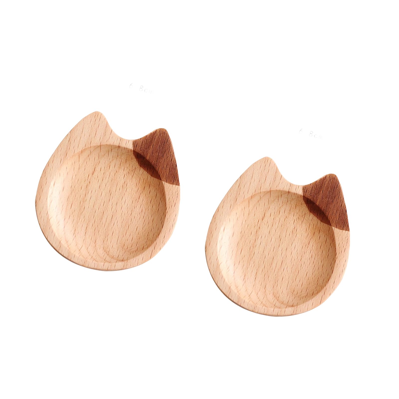 JSGHGDF Of 2 Handcrafted Cats Pattern Wooden Dipping Bowls for Sauce Vinegar and Seasonings Appetizer Plates Puss Soyabean Sauce