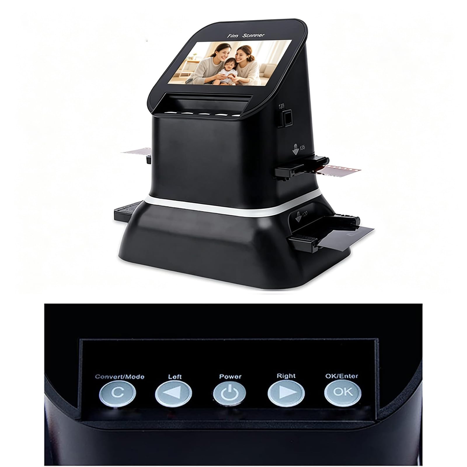 Scanner Digitale Per Diapositive Da 4,3", Alta Risoluzione 120, Supporta 5 Tipi Di Pellicola 120, Converte Negativi E Diapositive Da 35 Mm, 135, 126 E 127 In Jpeg Digitale, Scanner Per