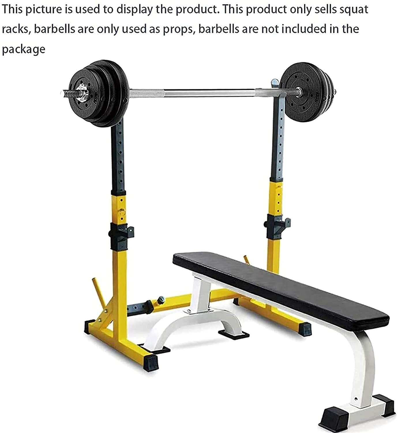 OTQEFTN Adjustable Squat Weight Lifting Bench Rack Barbell Rack Squat Rack Bench Fitness Press Barbell Pull Up Bar Squat Rack Max Load 200 Kg