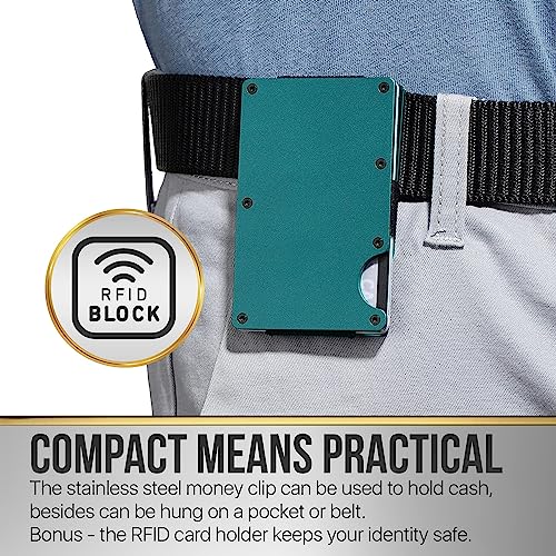 Classico Slim Wallet with Airtag Holder - RFID Blocking, Minimalist Metal Wallet for Men - Securely Holds Cards and Cash, Stylish and Functional - Packed in a Unique Gift Box (Green)4