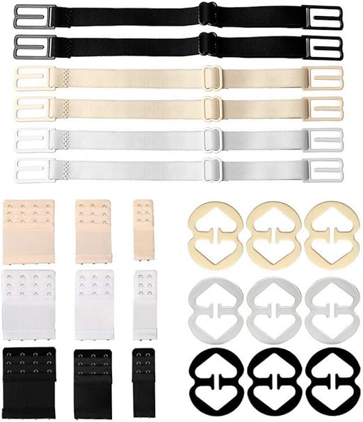 BetterJonny 24 Pieces Bra Strap Clips Set, 6 Pieces NonSlip Bra Straps