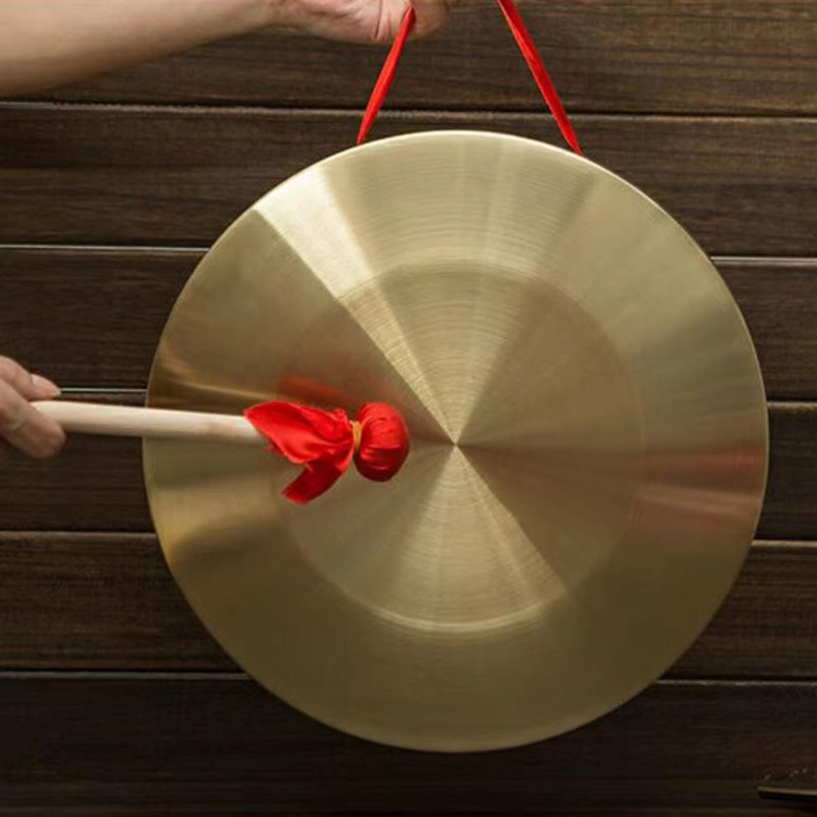 Gong a mano Cymbal con battitore, in ottone con battitore, strumento a percussione, gong cinese (28 cm)