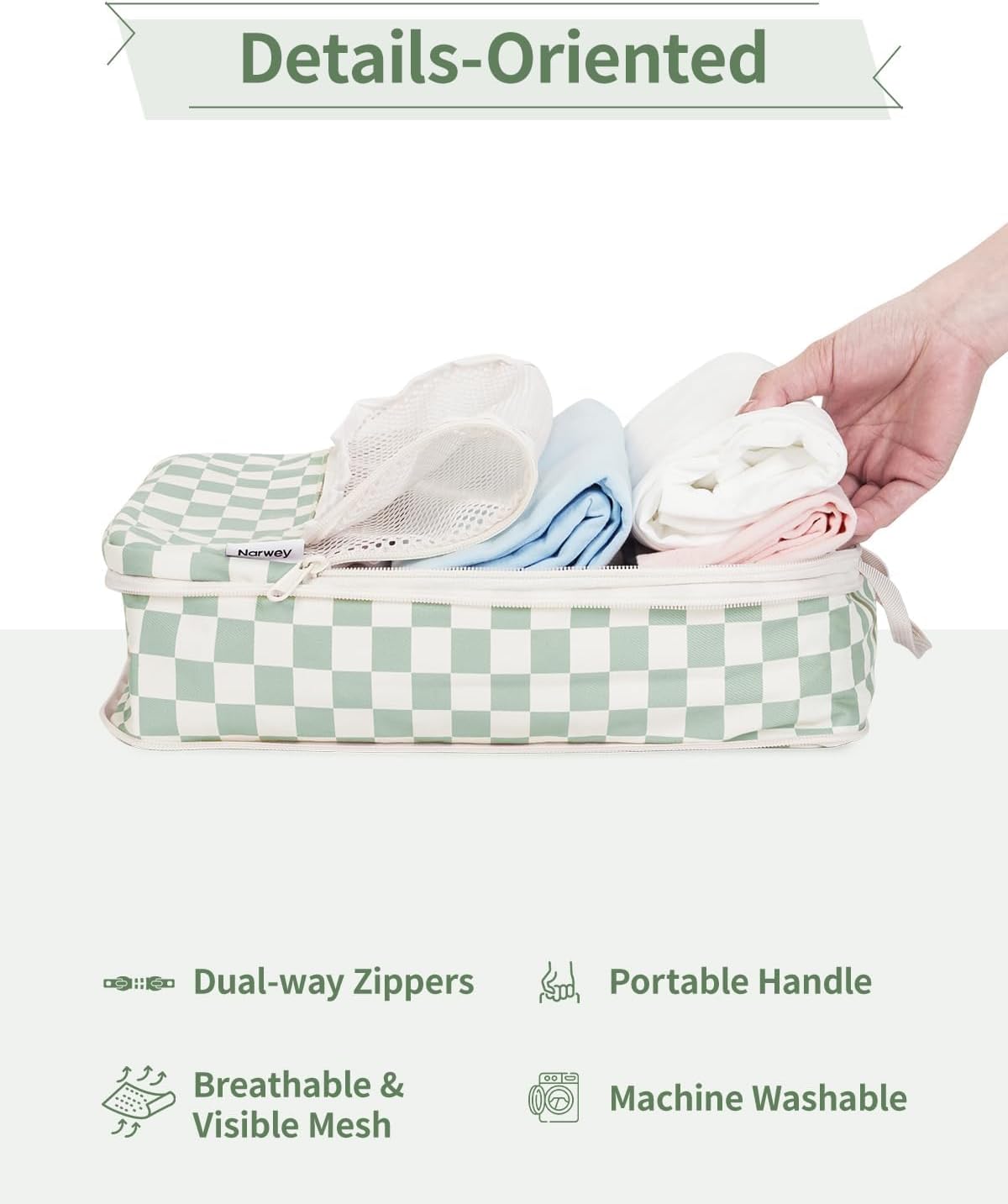 Narwey 6 Set/5 Set Compression Packing Cubes for Travel Kids Women Carry on, Packing Organizers Bag for Backpack Luggage Suitcase Duffle Bags - Image 6