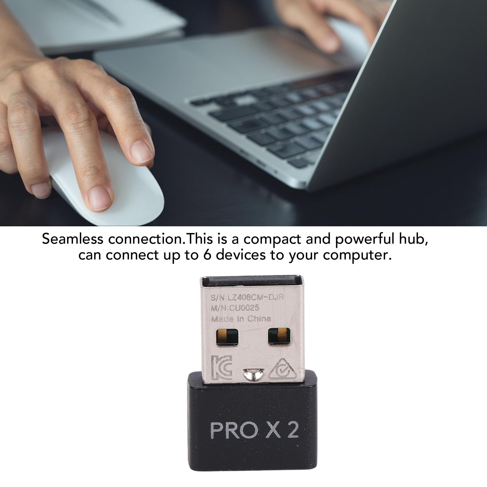 Fabater Dongle USB Inalámbrico para G Pro X Superlight 2, Reemplazo del Adaptador del Receptor del Ratón del Dongle USB de Baja Latencia de 2KHz